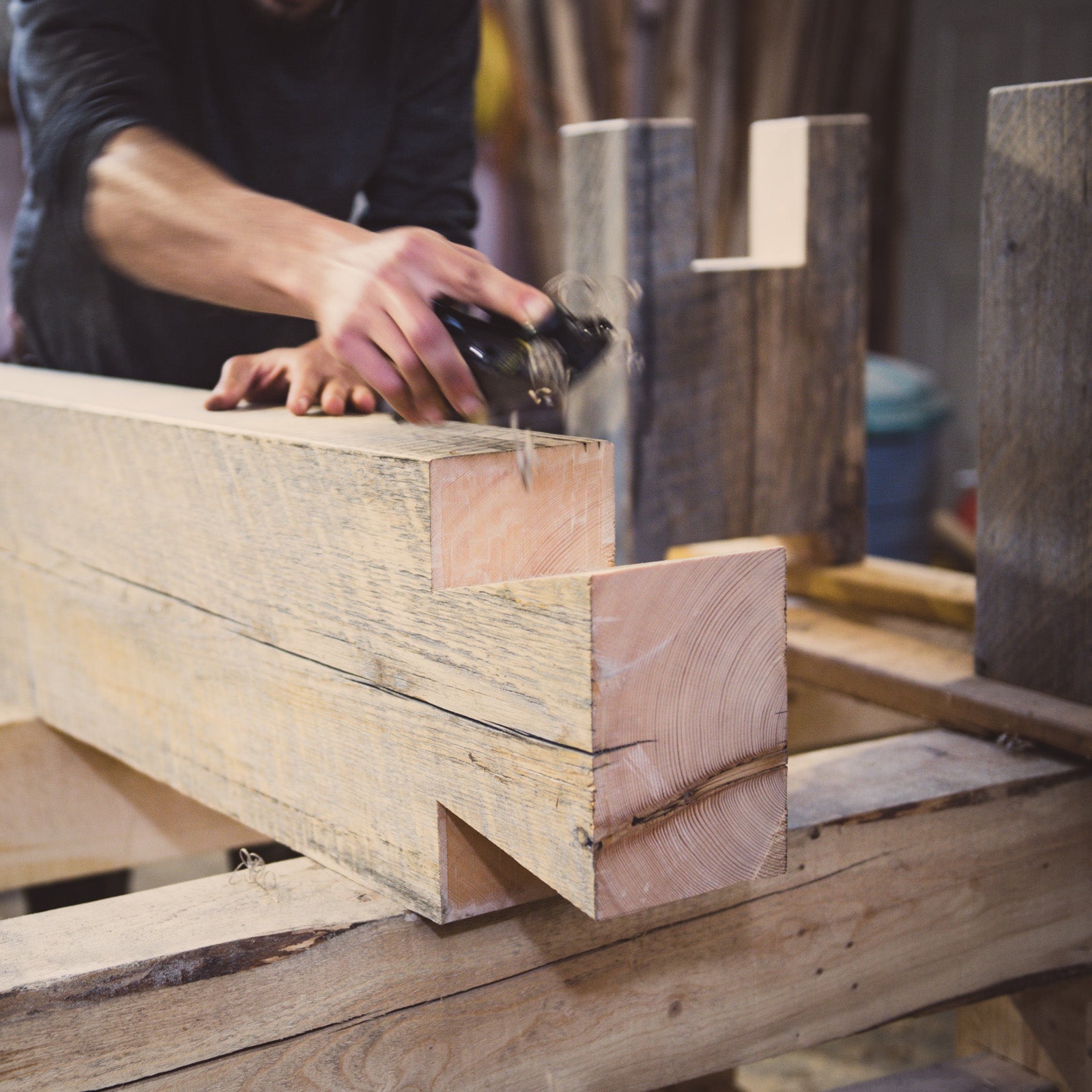 Beam Bench - Dovetail from reclaimed spruce
